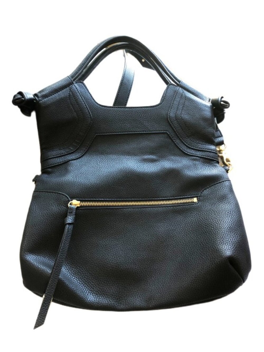 Foley + Corinna Black Pebbled Faux Leather Convertible Crossbody Bag